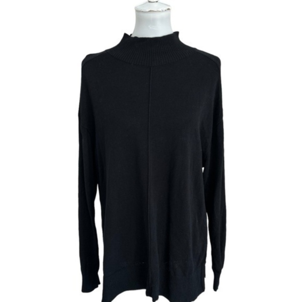 Karen Scott cotton seam front mock neck sweater